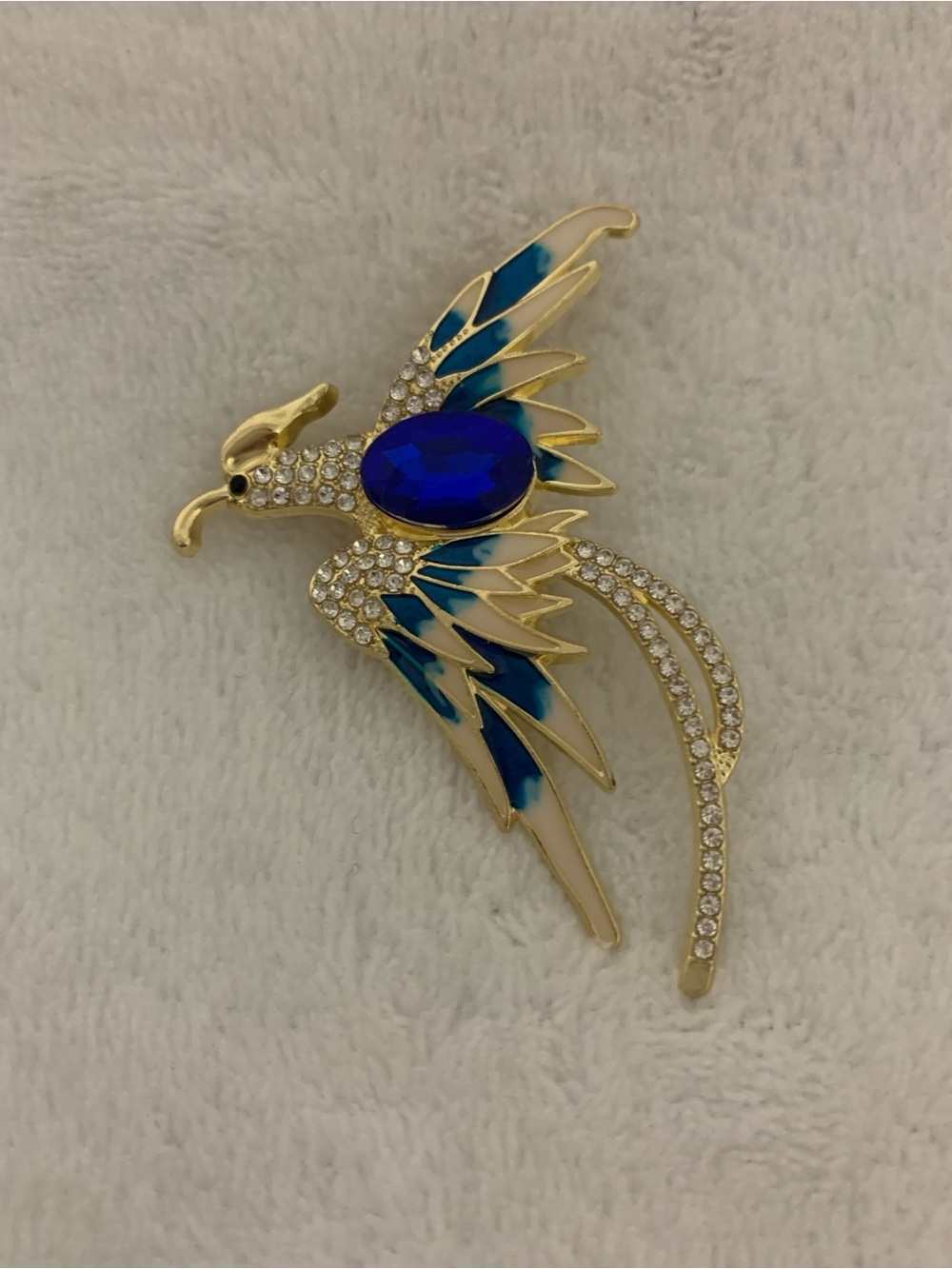 Gold-Tone Phoenix Brooch with Enamel Accents